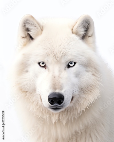 a white wolf with blue eyes