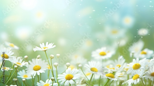 Chamomile flowers on a field blurred background