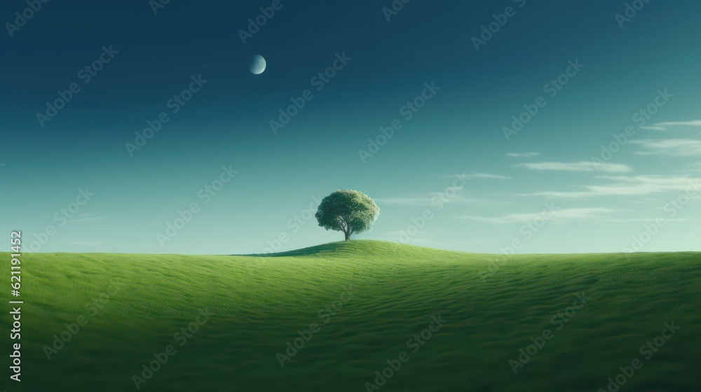 Fototapeta premium Minimalist Green Landscape Ultra Realistic 8K Nature Photography