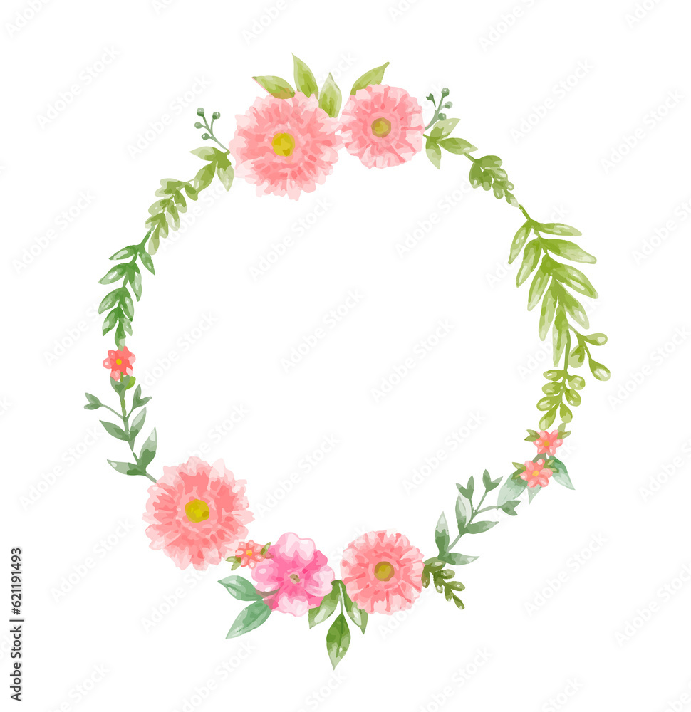 Obraz premium Watercolor floral wreath bouquet label badge