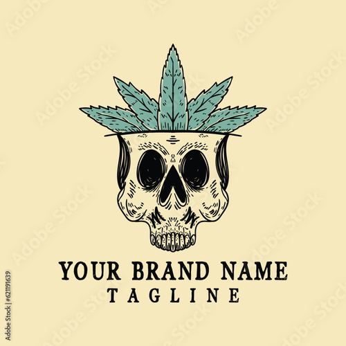 Vector skull brotherhood stoned marijuana joints illustrations for your Brand, merchandise t-shirt, stickers and label designs, poster, greeting cards advertising business company or brands