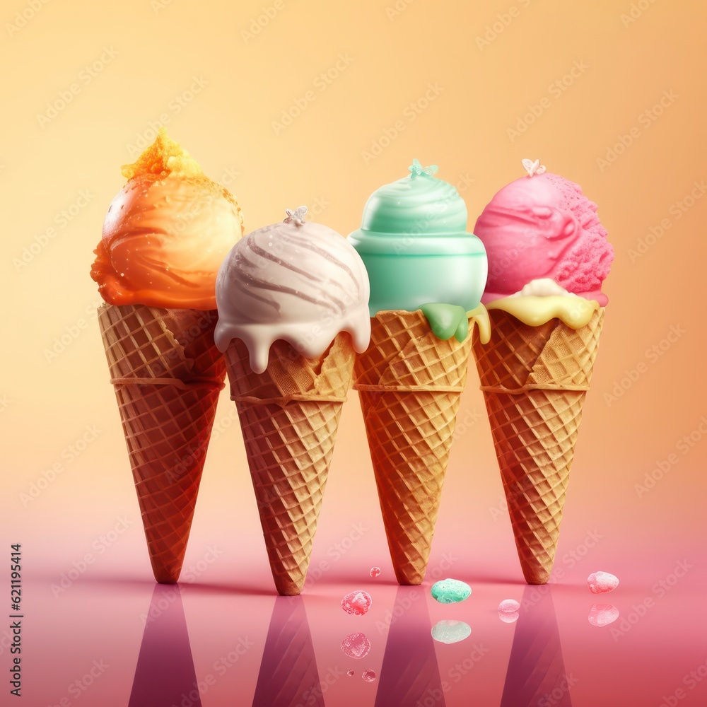 Ice cream colorful. Generative AI