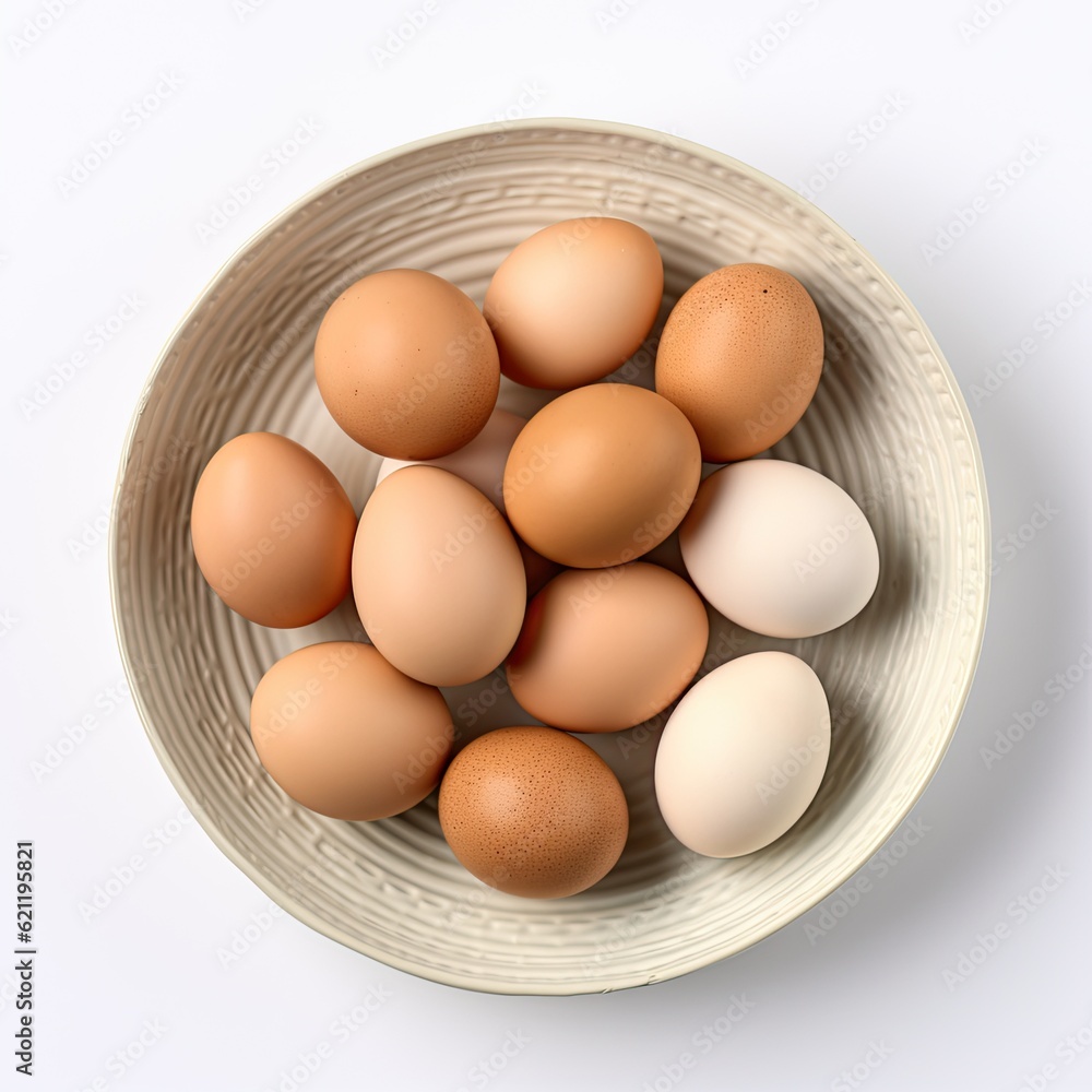 basked of eggs on a white background - created using generative Ai tools basked of eggs on a white background - created using generative Ai tools