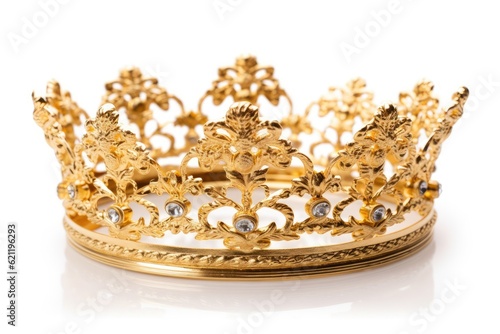 golden tiara on a white background. Generative AI