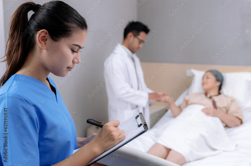 Doctors and nurses helping and caring for old people at nursing homes. Doctors and nurses helping and caring for old people at nursing homes.