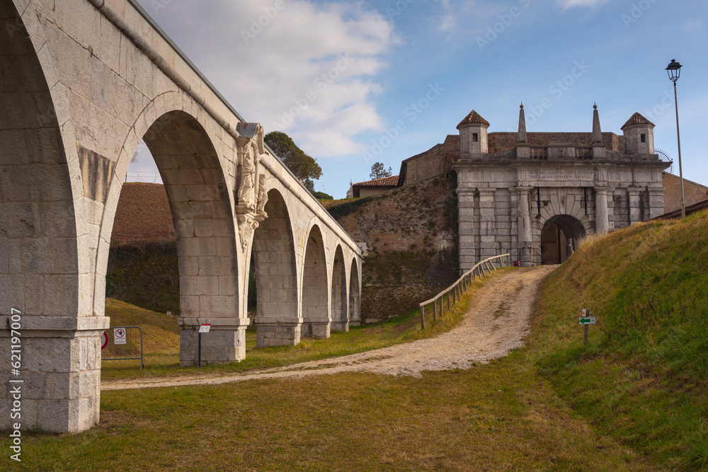 Porta Udine and Aqueduct in Palmanova, italy