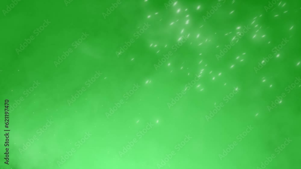 smoke effect and white snow falling on green screen background