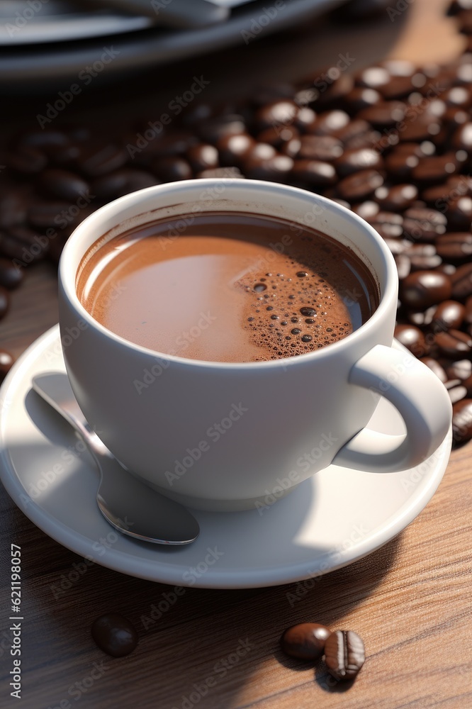Hot coffee drink in a mug, AI generated Image Hot coffee drink in a mug, AI generated Image