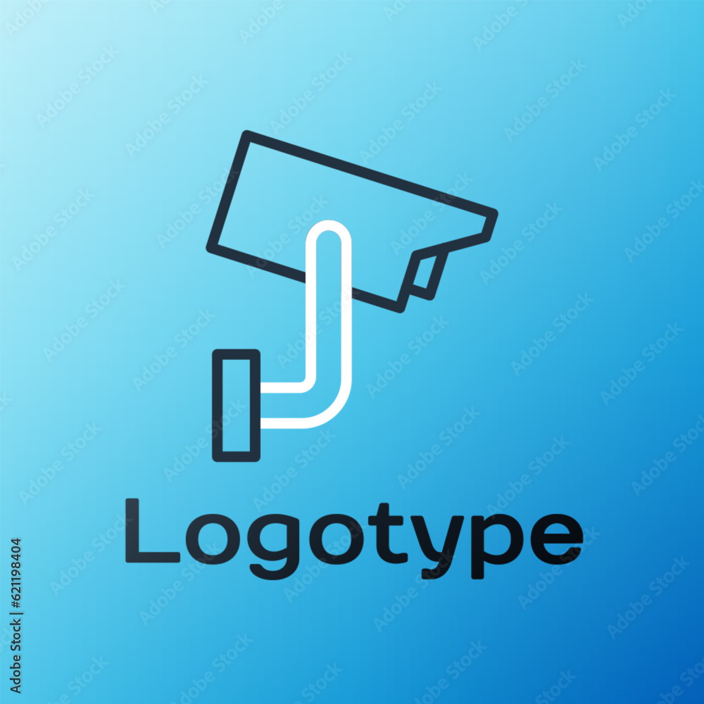 Line Security camera icon isolated on blue background. Colorful outline concept. Vector Illustration Line Security camera icon isolated on blue background. Colorful outline concept. Vector Illustration