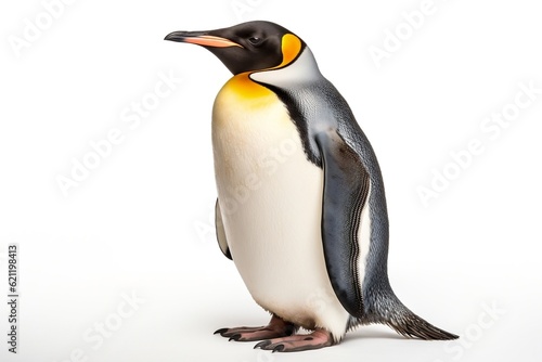 A penguin standing alone on a white background, Generative Ai