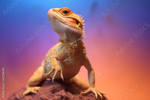 Very cute Bearded Dragon in nature, national geography, Wide life animals. AI Generated. © Narin