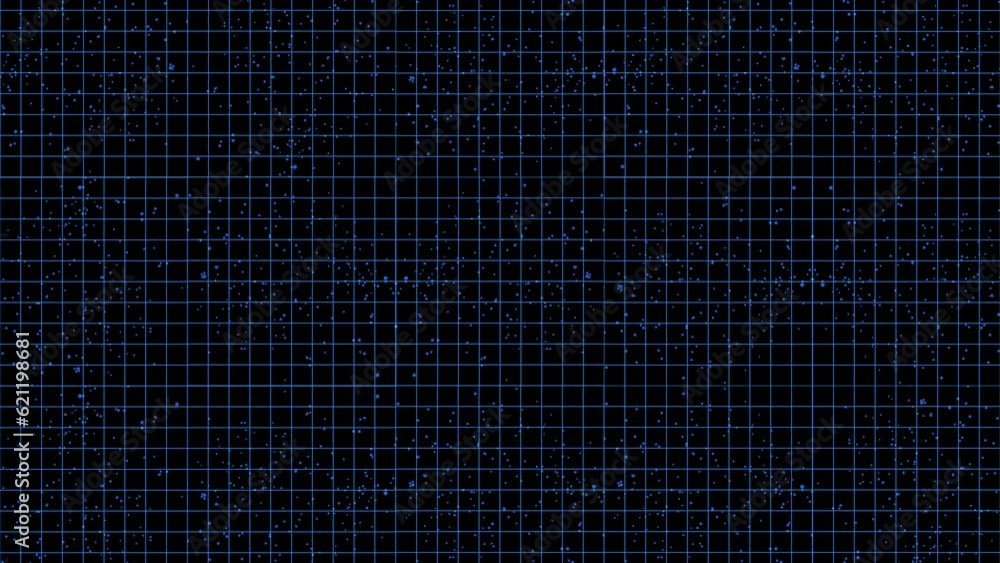 Abstract blue technology background with dots and grid lines motion design. Seamless loop animation