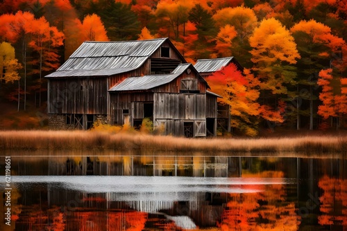 red barn in autumn GENERATIVE AI