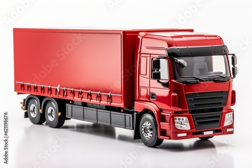 A vibrant red truck on a clean white background, Generative Ai