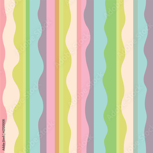 Semi transparent vertical curved lines background. Vector seamless pattern.