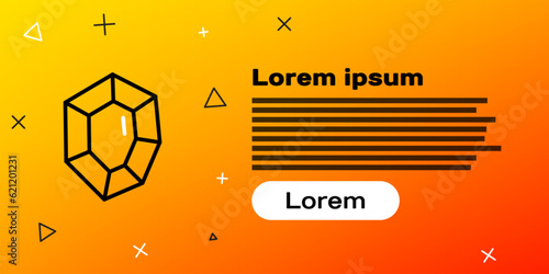 Line Gem stone icon isolated on yellow background. Jewelry symbol. Diamond. Colorful outline concept. Vector