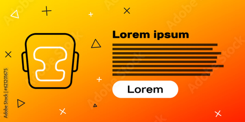 Line Boxing helmet icon isolated on yellow background. Colorful outline concept. Vector