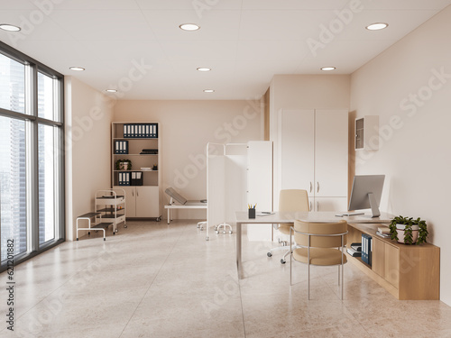 Modern beige doctor office interior