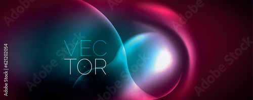 Neon glowing waves, magic energy space light concept, abstract background wallpaper design