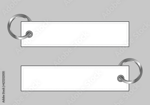 Blank white fabric keychain for template on gray background, vector file