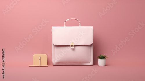 Business Women's Working Bag, Leather Bag Background. Generative Ai