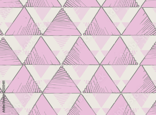 Abstract modern fondant
pink

hand drawn geometric line, stripe triangles seamless pattern design for for scarf, rug, clothing, duvet cover, tile, carpet Mosaic  maze 
