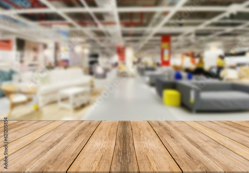 Wallpaper Mural Wooden board empty table top on of blurred background Torontodigital.ca