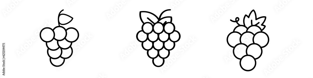 Grape icon vector set. Wine illustration sign collection. Wine making symbol. Vineyard logo.