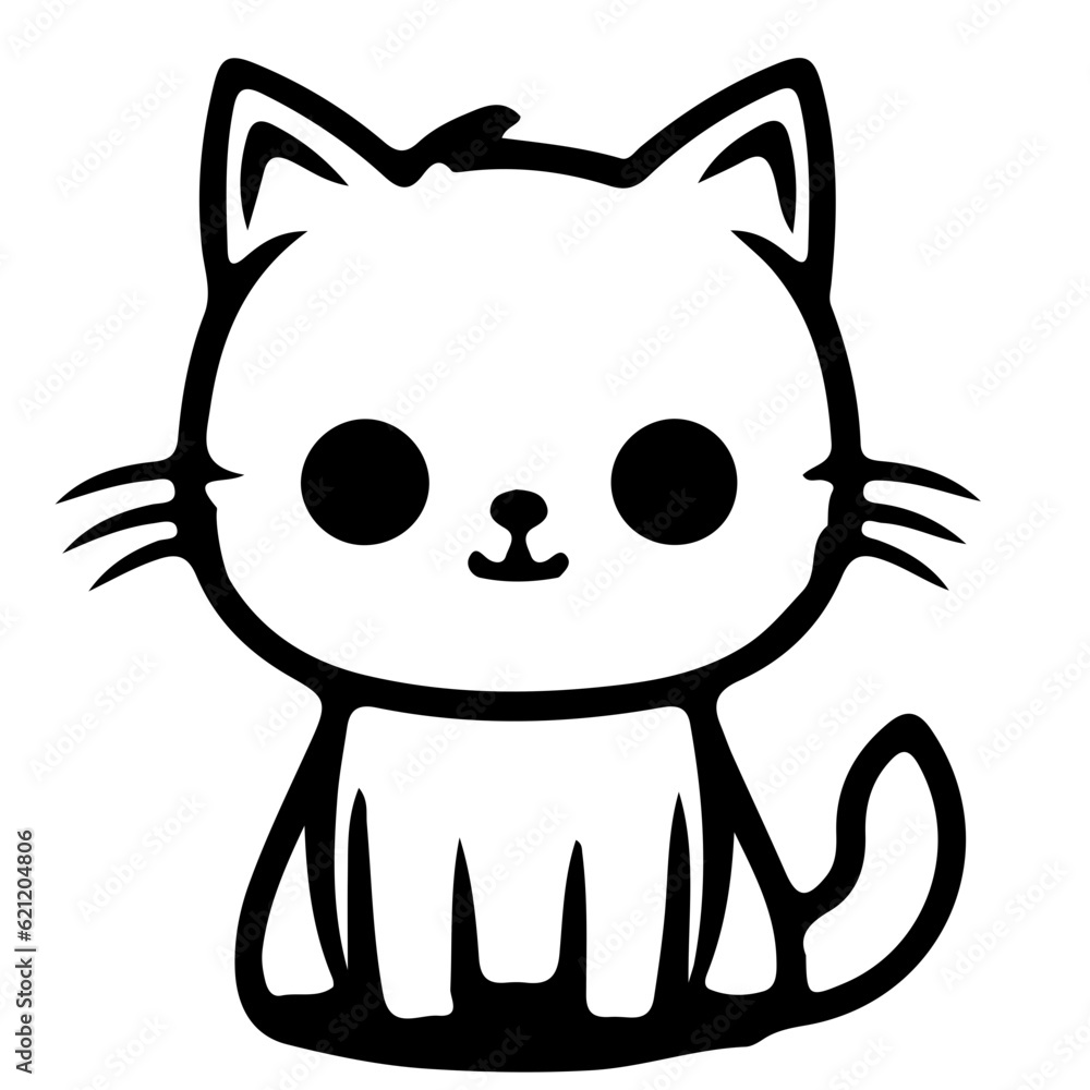 Fototapeta premium Cat, International Cat Day, Cat Day, outline,vector, illustration