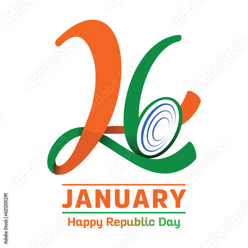 Happy Republic Day India 26 January Indian flag and formation of Indian constitution