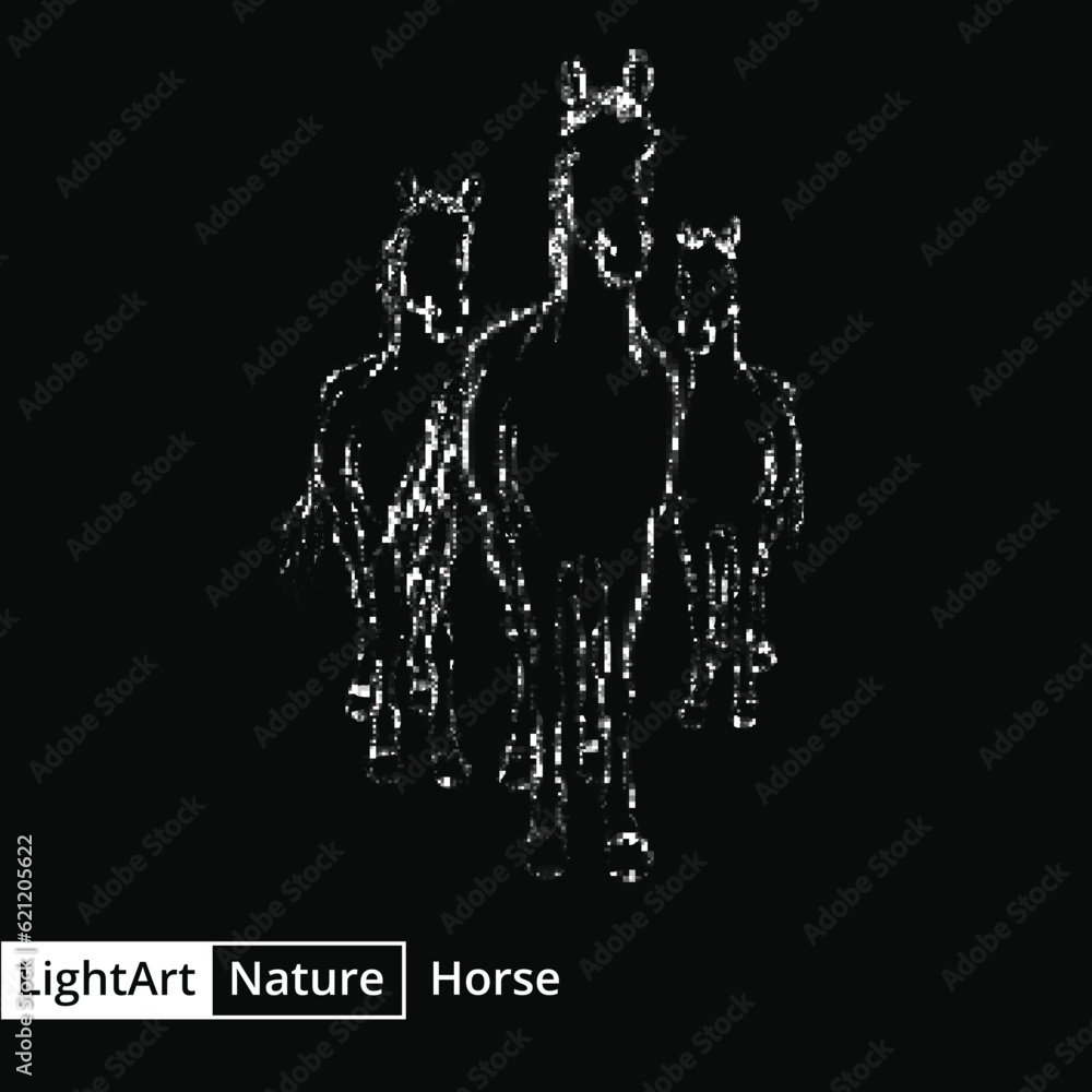 Obraz premium Horse silhouette of lights on black background