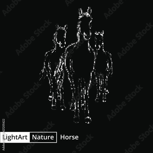 Wallpaper Mural Horse silhouette of lights on black background Torontodigital.ca