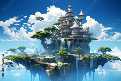A captivating fantasy-inspired floating island, Generative Ai © Haider