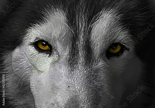 Wolf portrait head full background 
