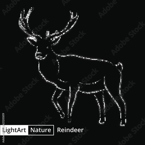 Wallpaper Mural Reindeer silhouette of lights on black background Torontodigital.ca