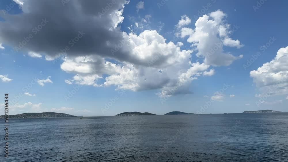 Istanbul Islands or Princess Islands. Island view from the beach on a cloudy day Istanbul Islands or Princess Islands. Island view from the beach on a cloudy day