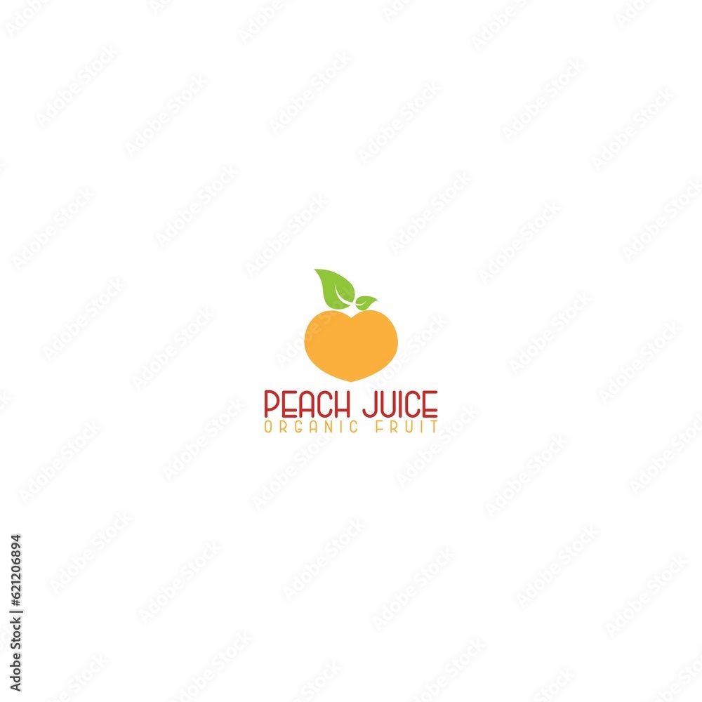 Peach juice Logo template isolated on white background