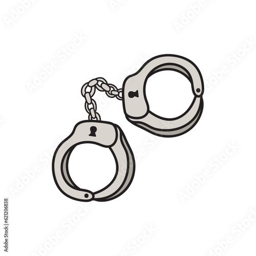 Kids drawing Cartoon Vector illustration handcuffs icon Isolated on White Background