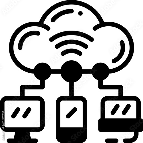 cloud server solid line icon