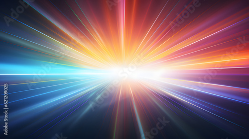 Rainbow flare rays, shine realistic effect banner background