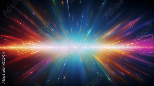 Abstract Motion Lights of Bright Speed on a Blue Tunnel, neon flare rays realistic effect banner background