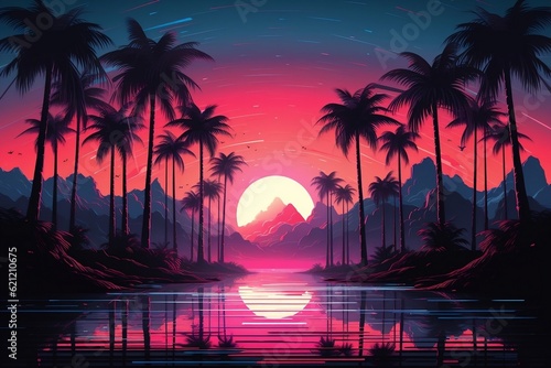 Retrowave background" can be rewritten as "Aesthetic Retrowave backdrop, Generative Ai © Haider