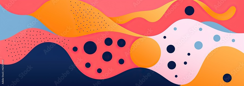 collage of a bright colored and abstract pattern, in the style of animated shapes, soft and rounded forms, minimalist illustrator,