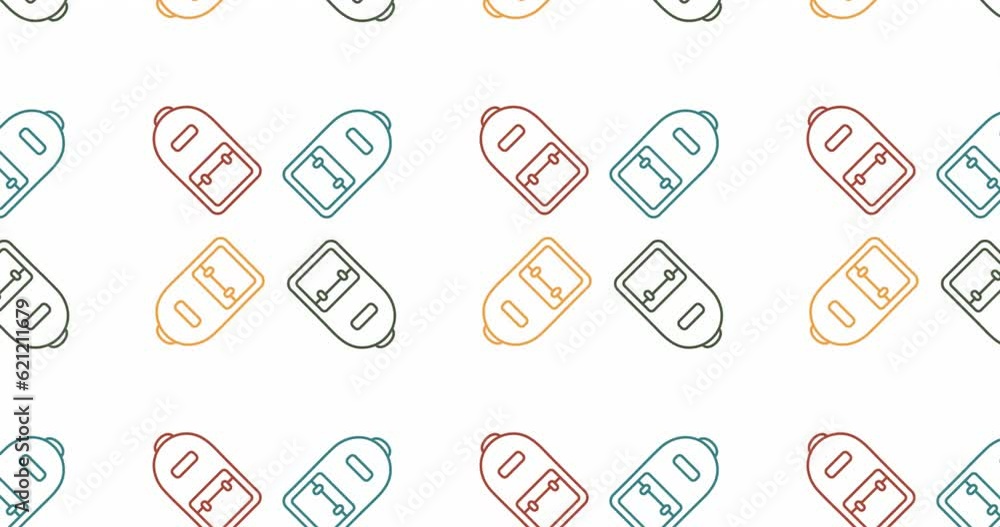 Animation of backpack icons pattern on white background Animation of backpack icons pattern on white background