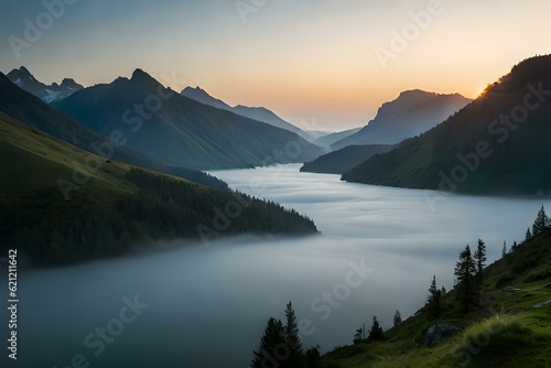 sunrise over the lake