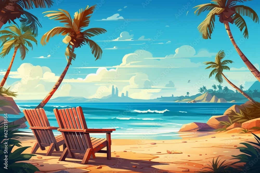 Illustration of a vibrant summer background, Generative Ai