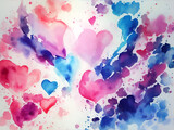 Watercolor splash heart shape. AI generated illustration