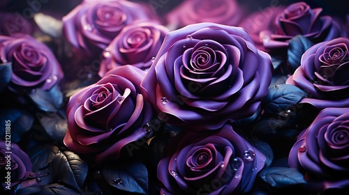 Beautiful purple flowers in the night. 8k best quality