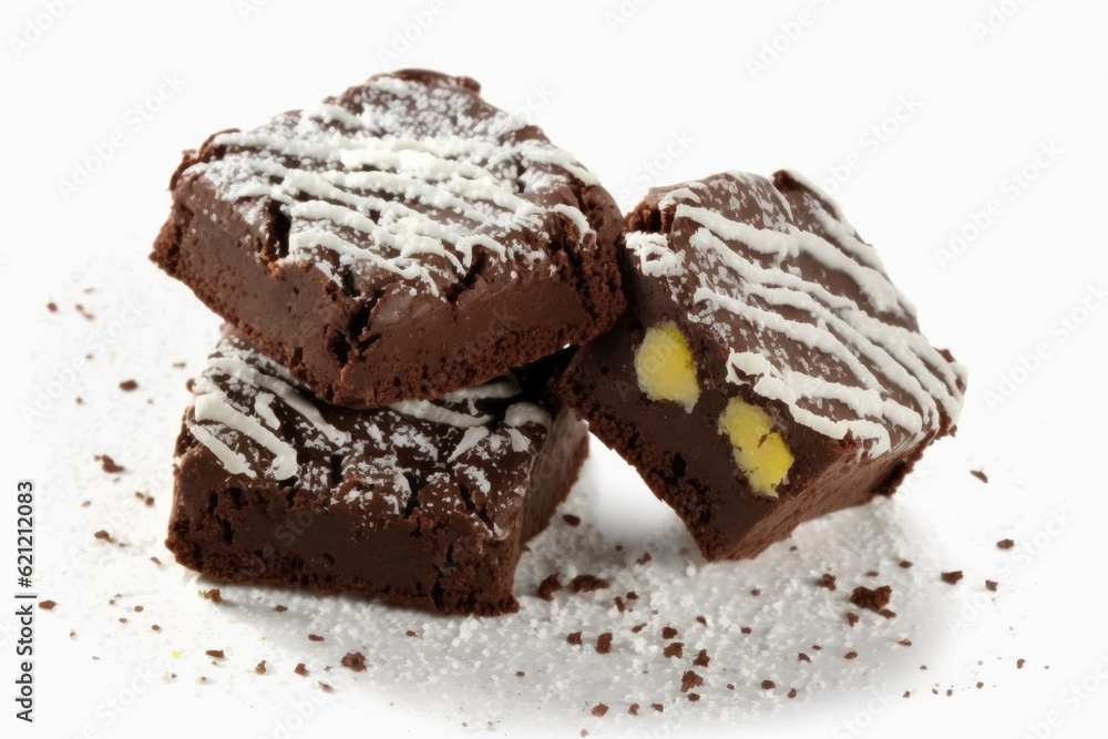 delicious stack of homemade brownies on a pristine white plate. Generative AI delicious stack of homemade brownies on a pristine white plate. Generative AI
