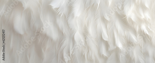 Soft and dreamy white feather texture banner background